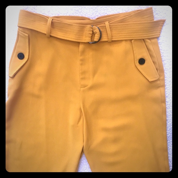 BOHO Style CARA & SANTANA (Apt.9) Mustard CAPRI PANTS Loosely Fit Size 10 - Picture 8 of 13